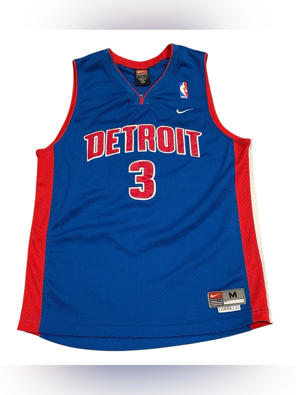 Vintage Nike Detroit Pistons Ben Wallace Blue Stitched Basketball Jersey Youth M